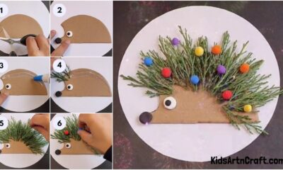 DIY Hedgehog leaf Craft Step by Step Tutorial for kids