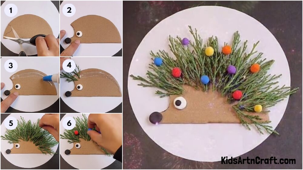 DIY Hedgehog leaf Craft Step by Step Tutorial for kids