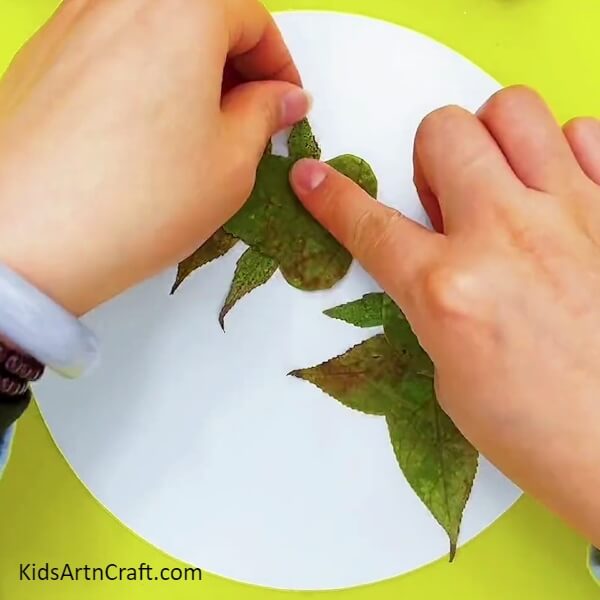 Pasting two more leaves- Do-It-Yourself Underwater Scene With Leaves For Kids 