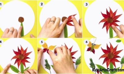DIY Leaves Flower Garden With Butterfly Craft Tutorial