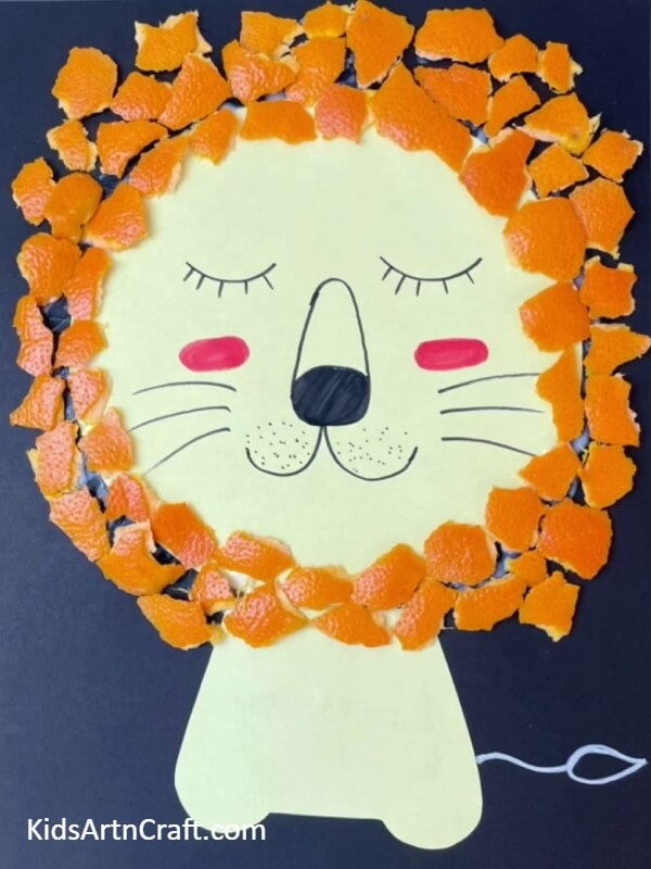 Hurray! Orange Peel Lion Craft Is Completed- Manufacture a Lion Face Craftwork Using Orange Peels