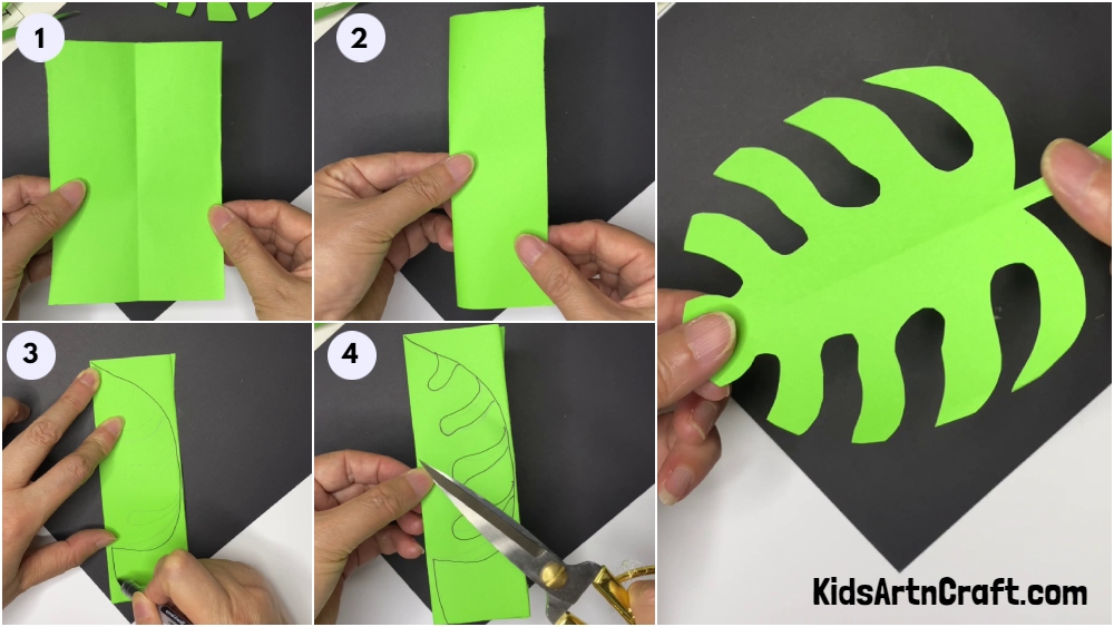 DIY Monstera Paper Leaf craft tutorial For Kids