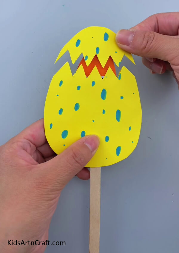 Pasting The Smaller Cracked Piece- Make a Transportable Egg Creation With Instructions for Little Chickens for Children
