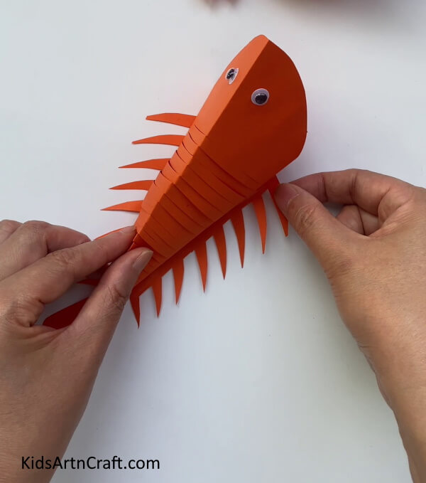 Completing Pasting Legs Developing a Home-made Moving Lobster Craft For Children