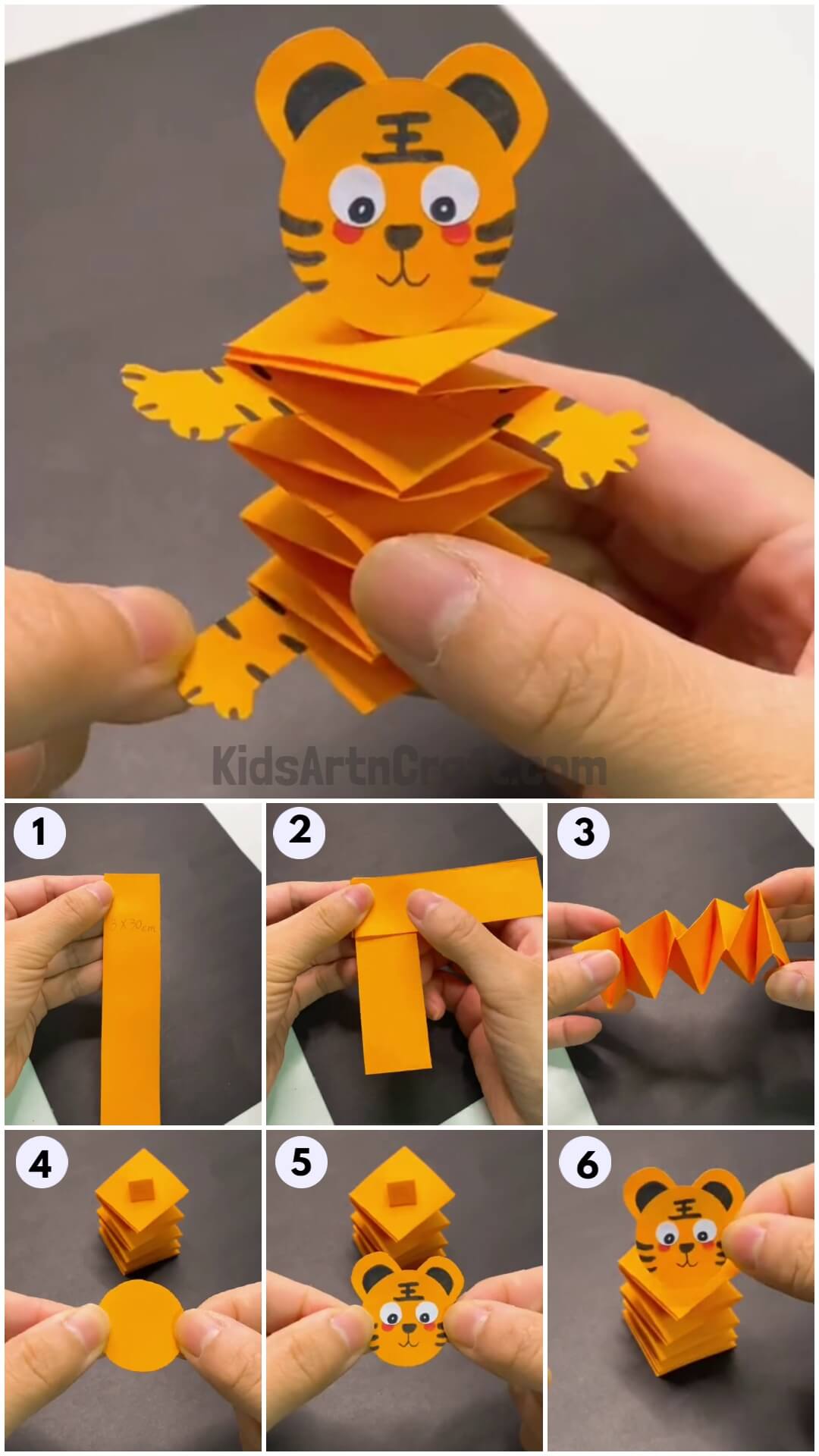  DIY Moving paper tiger craft for kids