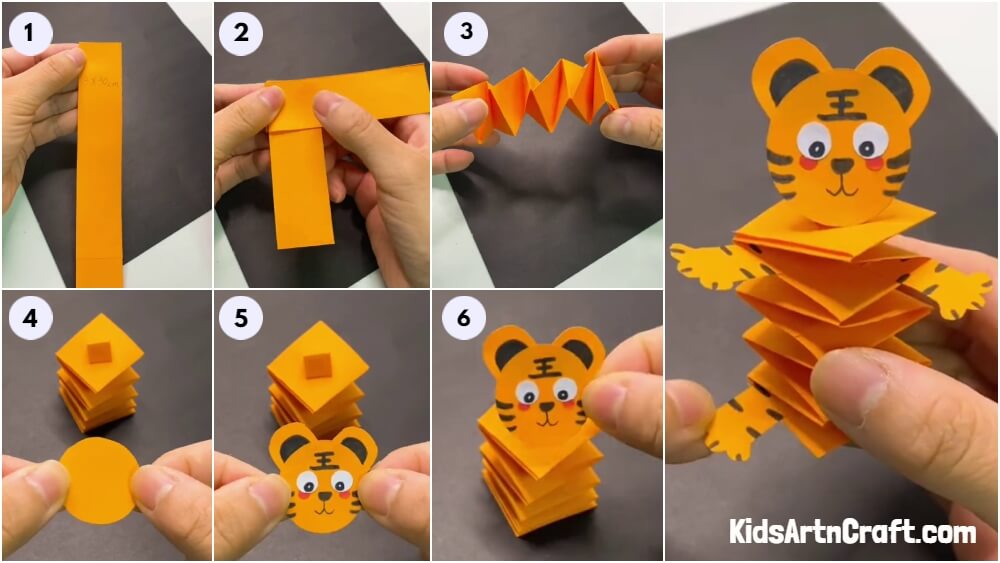 DIY Moving paper tiger craft for kids