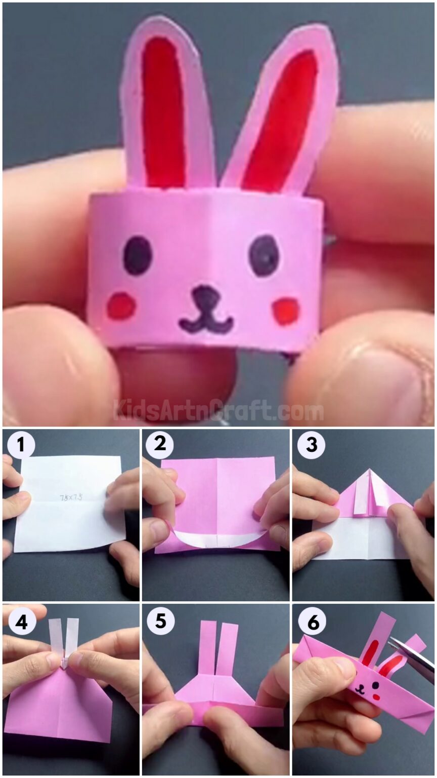 Origami Rabbit Ring DIY Origami Bunny Ring Craft Tutorial for Kids - Kids Art & Craft
