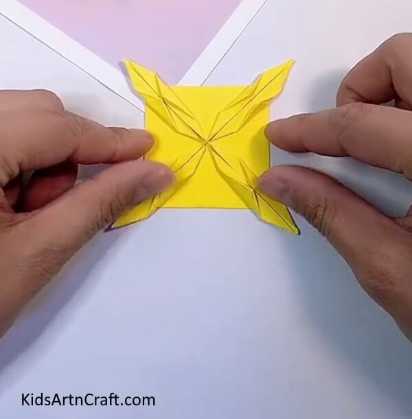 Repeating Steps 8-10-Crafting a Paper Origami Flower - An Easy Activity for Kids 