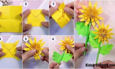 DIY Origami Paper Flower easy Craft For Kids