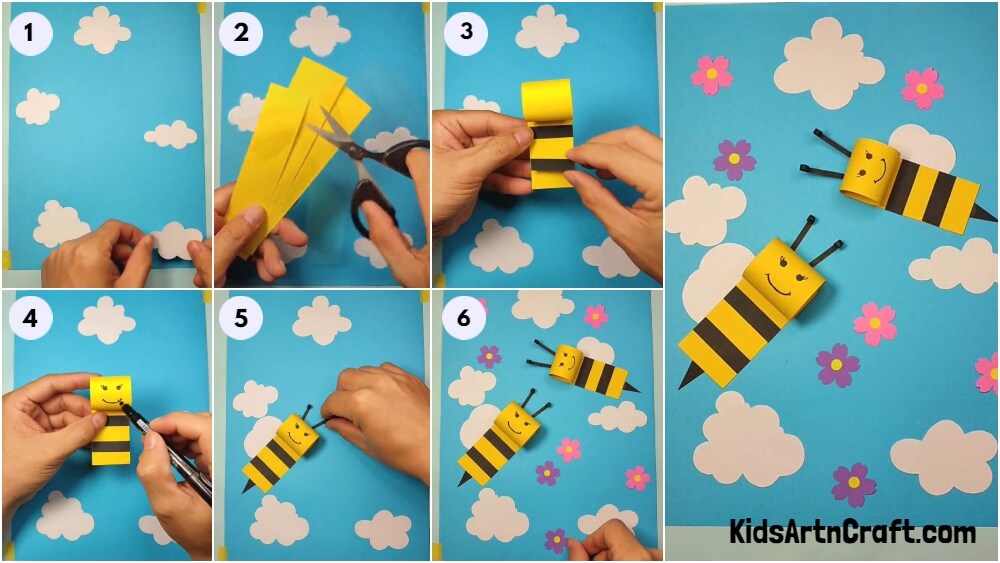 DIY Paper Bee Craft for Kids Step by Step Tutorial