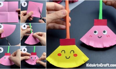DIY Paper Broom easy craft tutorial for kids