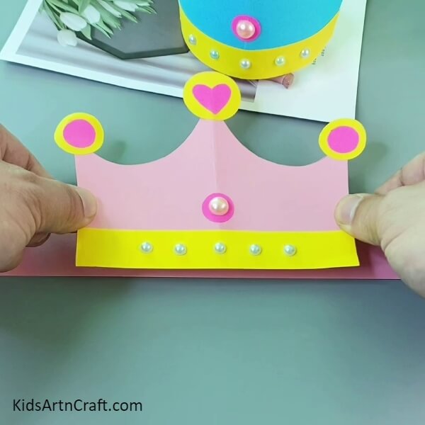 Pasting The Crown Over Strip- Work on a Paper Crown Project with the Kids