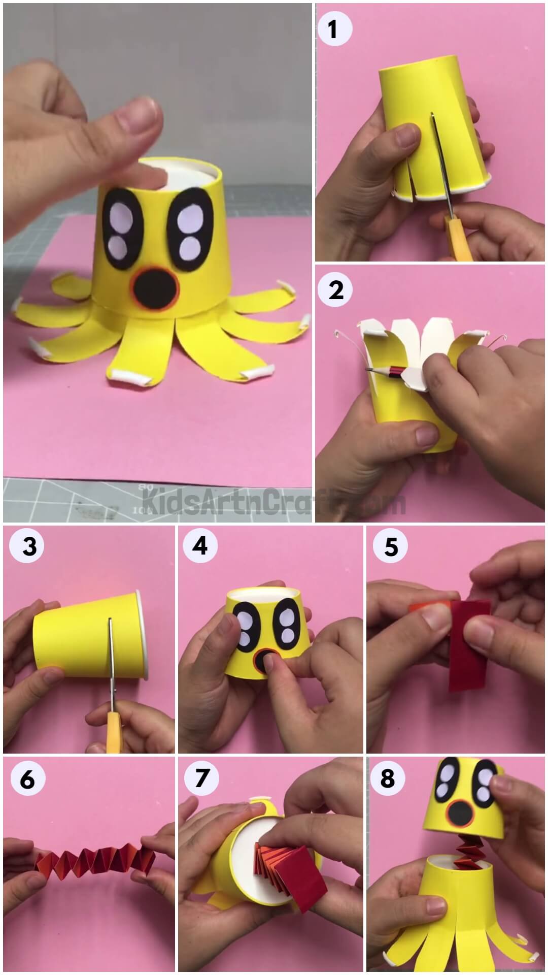 DIY Paper Cup Octopus Craft Easy Tutorial for kids