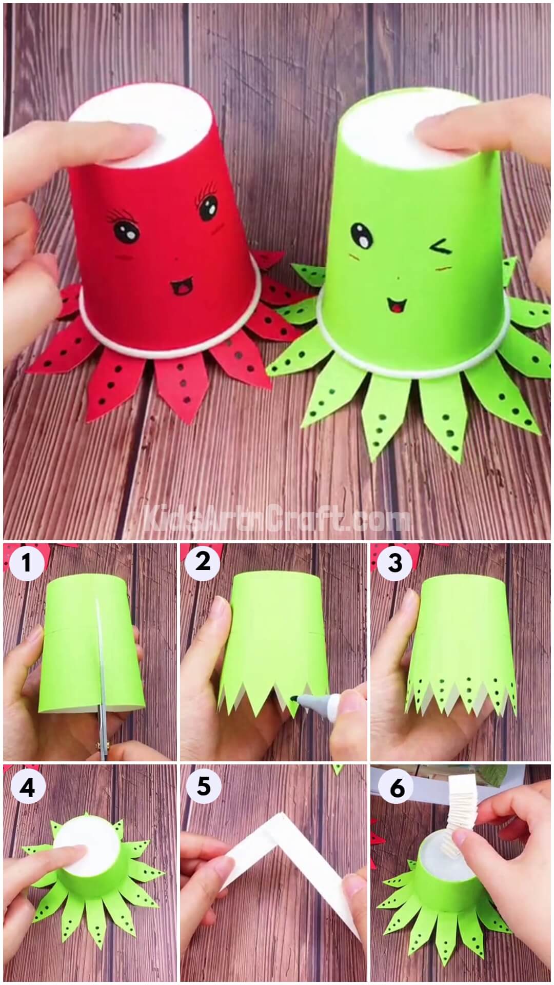 DIY Paper Cup Octopus Craft Step by Step Tutorial for kids