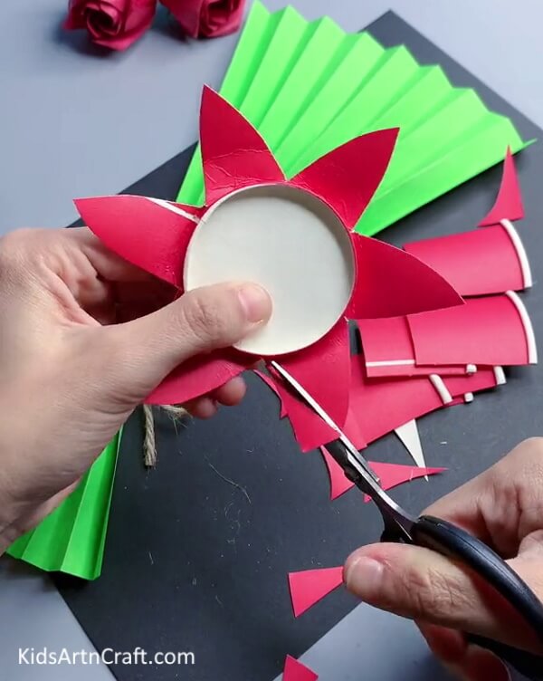 Shaping The Petals - Let the kids help craft a paper flower bouquet