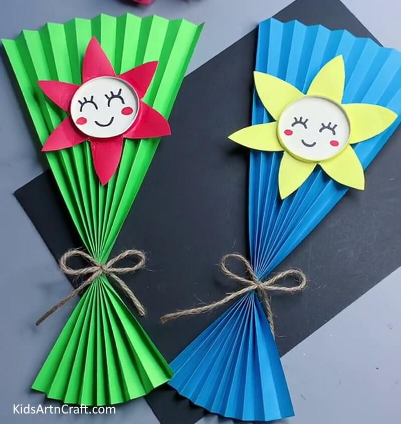 Your Flower Bouquet Craft Is Ready! - Have the children craft a paper flower bouquet.