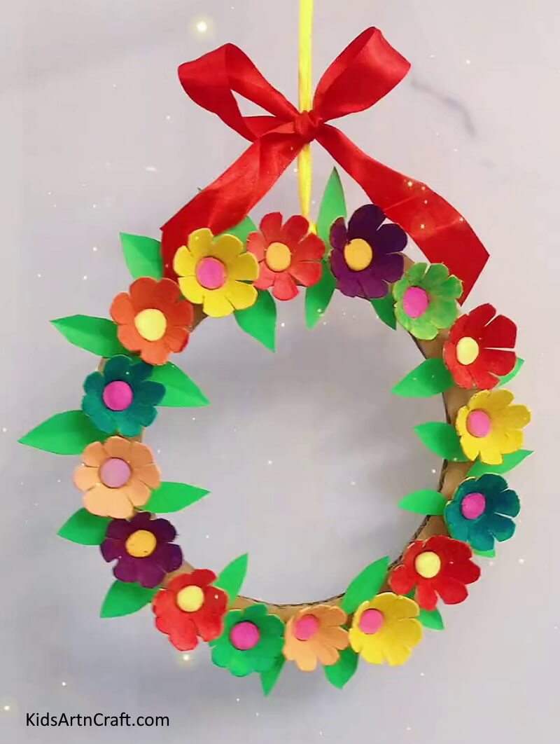 Creating Egg Carton And Paper Flower Wreath Craft for Children