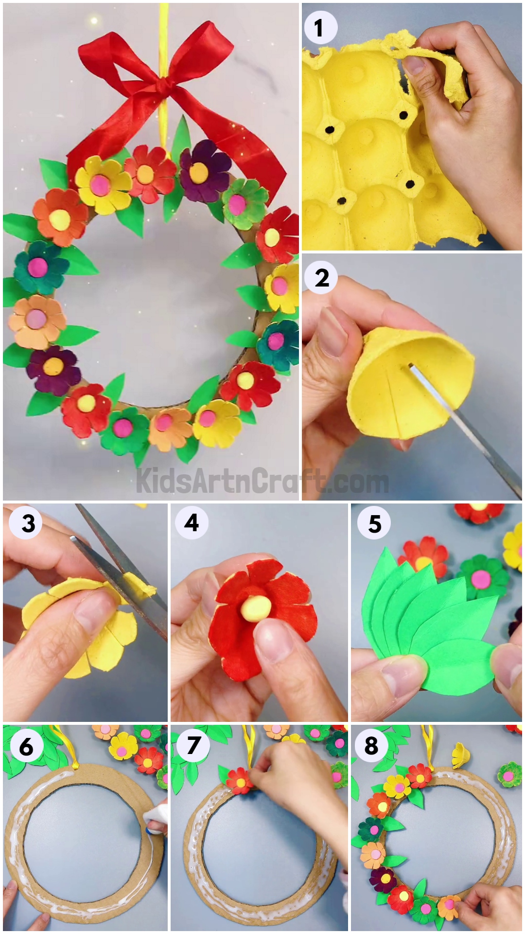 DIY Paper Flower Wreath Craft For Home Decor