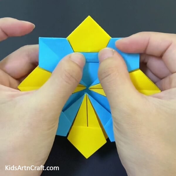 Fold The Blue Design Again-Learn How To Craft A Paper Origami Basket For Kids With This Tutorial