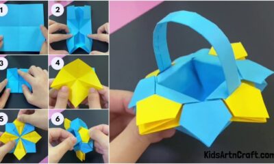 DIY Paper Origami Basket Step-by-step Tutorial For Kids