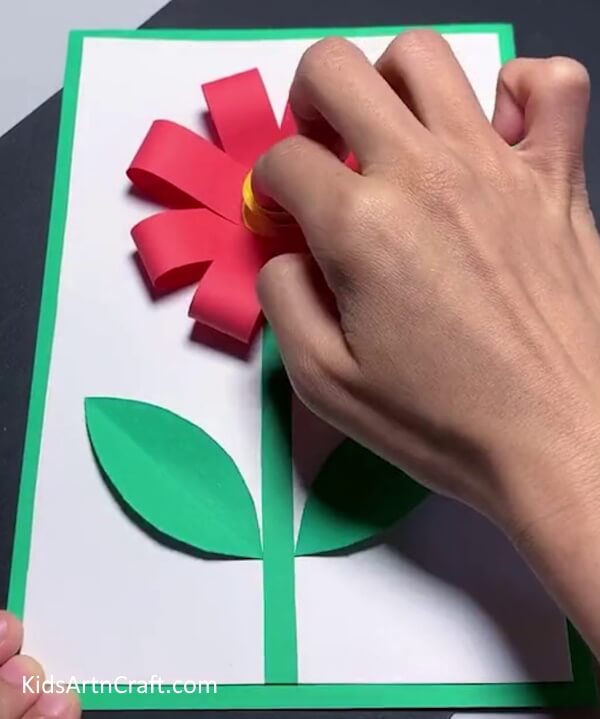 Pasting Pollen In The Middle Of Our Flower- Paper Strips Flower Creation: A Step-by-Step Guide 
