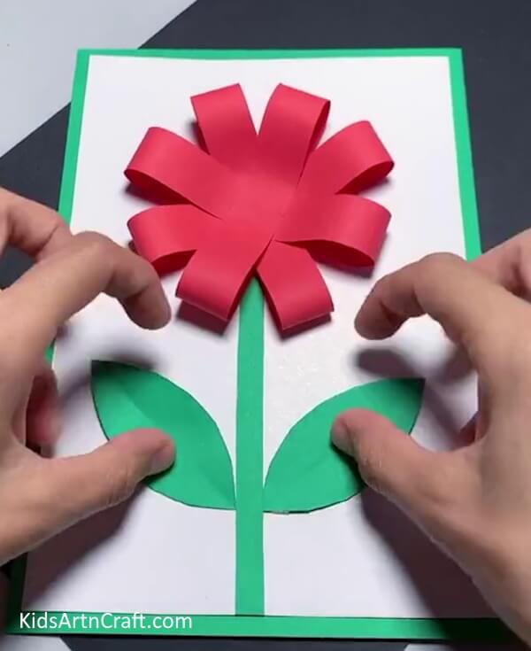 Cutting Leaves From Green Color Paper- Crafting a Paper Strips Flower: A Step-by-Step Process 