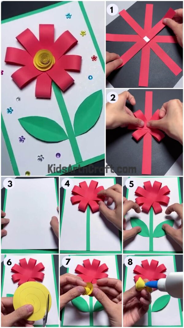  DIY Paper Strips Flower Craft Step by Step Tutorial