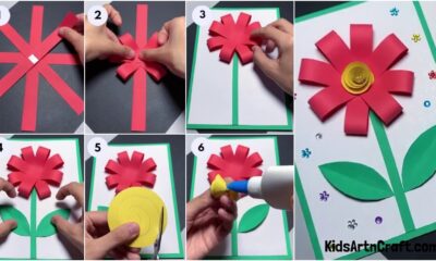 DIY Paper Strips Flower Craft Step by Step Tutorial