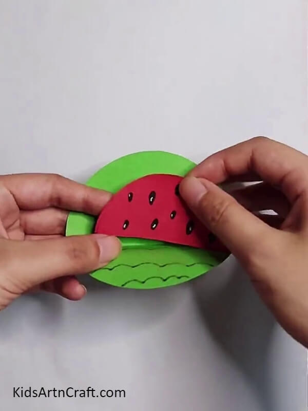 Stick The Semicircle In Between Green Craft Paper - Simple Paper Windmill - It's Easy to Make