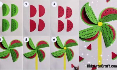 DIY Paper Watermelon Windmill Easy Craft For Beginners