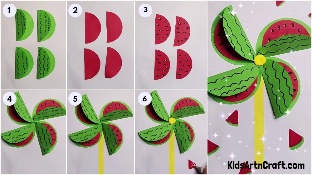 DIY Paper Watermelon Windmill Easy Craft For Beginners
