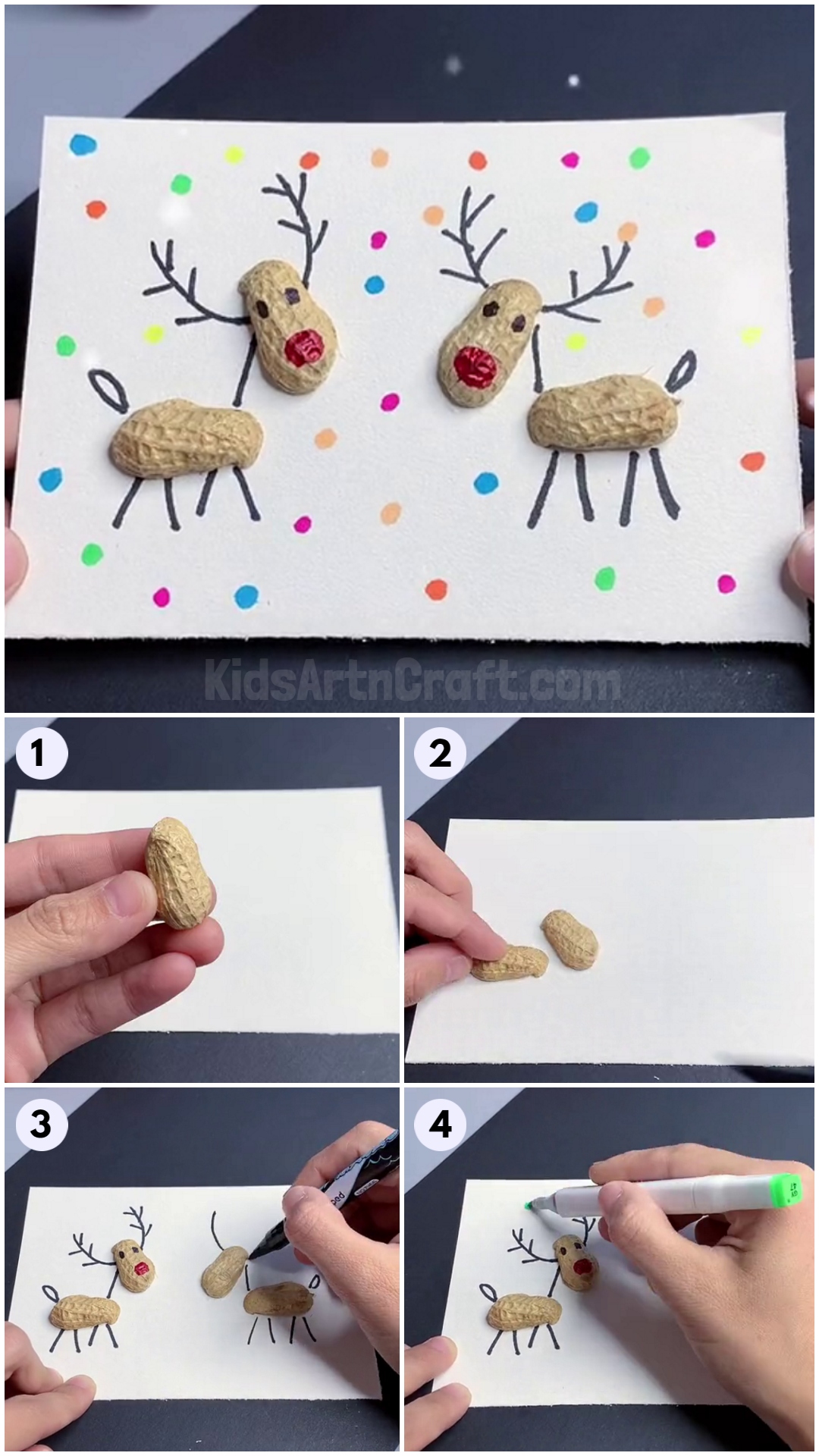 DIY peanut shell Reindeer craft For Kids