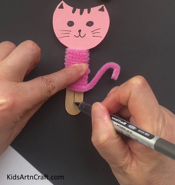 Making Legs Of Cat Constructing a Cat Craft with Popsicle Sticks and Pipe Cleaners