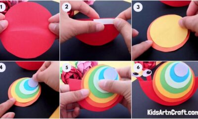 DIY Rainbow color paper snail craft for kids