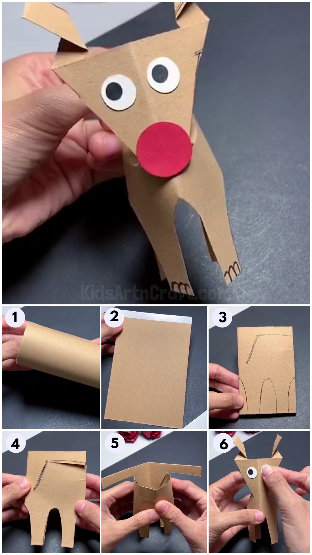 DIY Reindeer Paper Puppet Craft For Christmas
