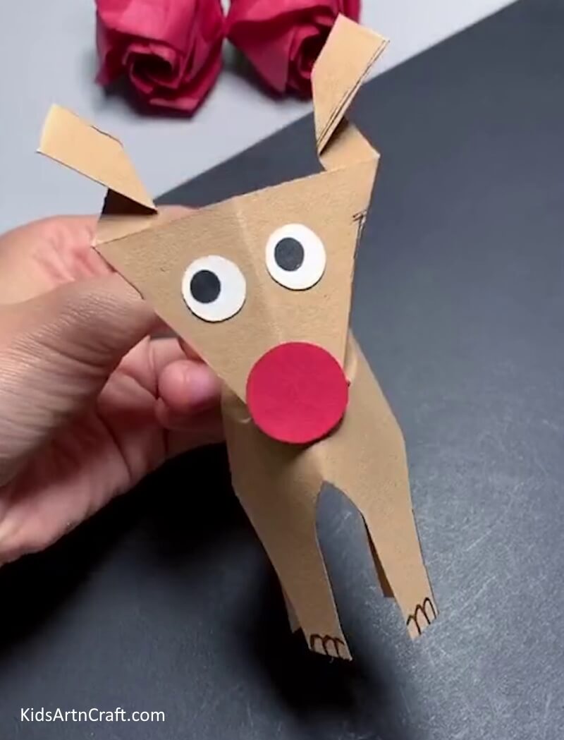 Your Cardboard Roll Reindeer Is Ready! - Create an easy to make reindeer puppet for Christmas with a cardboard cylinder!