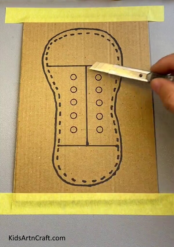 Cutting The Shoe From The Middle Lace Part - An instructional guide for kids to make their own shoes.