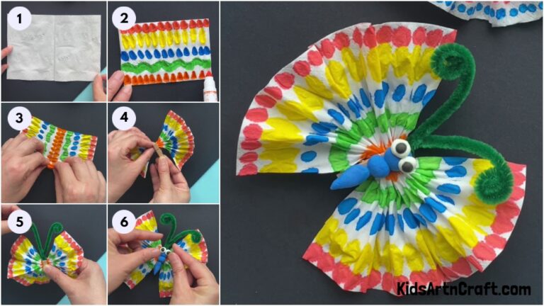 DIY Tissue Paper Butterfly Craft For Kids - Kids Art & Craft