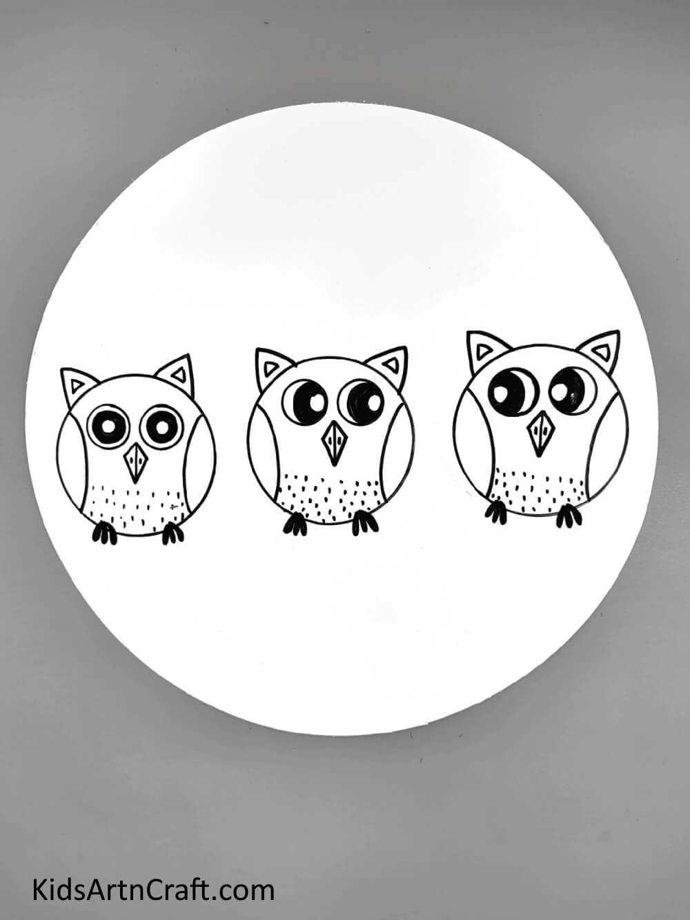 Drawing The Owls - A simple guide on how to draw an assembly of owls for kids. 
