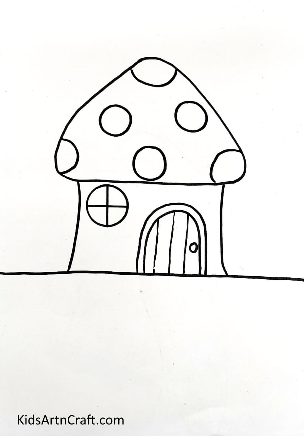 Drawing The Mushroom House - Learn how to Build a Cottage made of Mushrooms