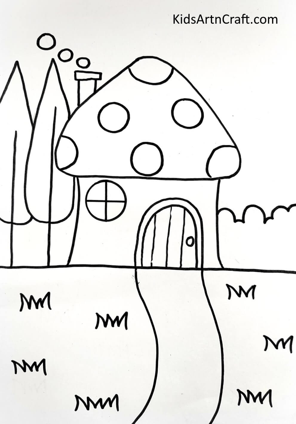 Drawing The Garden - A Step-by-Step Guide on Creating a Mushroom House