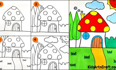 Draw a Mushroom House Step by Step Tutorials