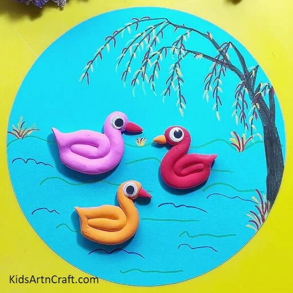 Completion and Conclusion Ducks In Pond Craft Using Clay Cool-