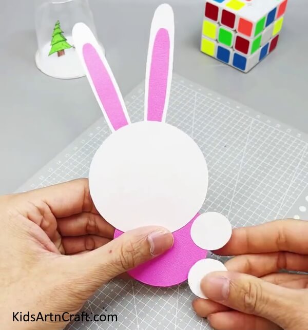 Pasting The Hand And Legs Of Bunny - An easy paper-based rabbit craft for kids