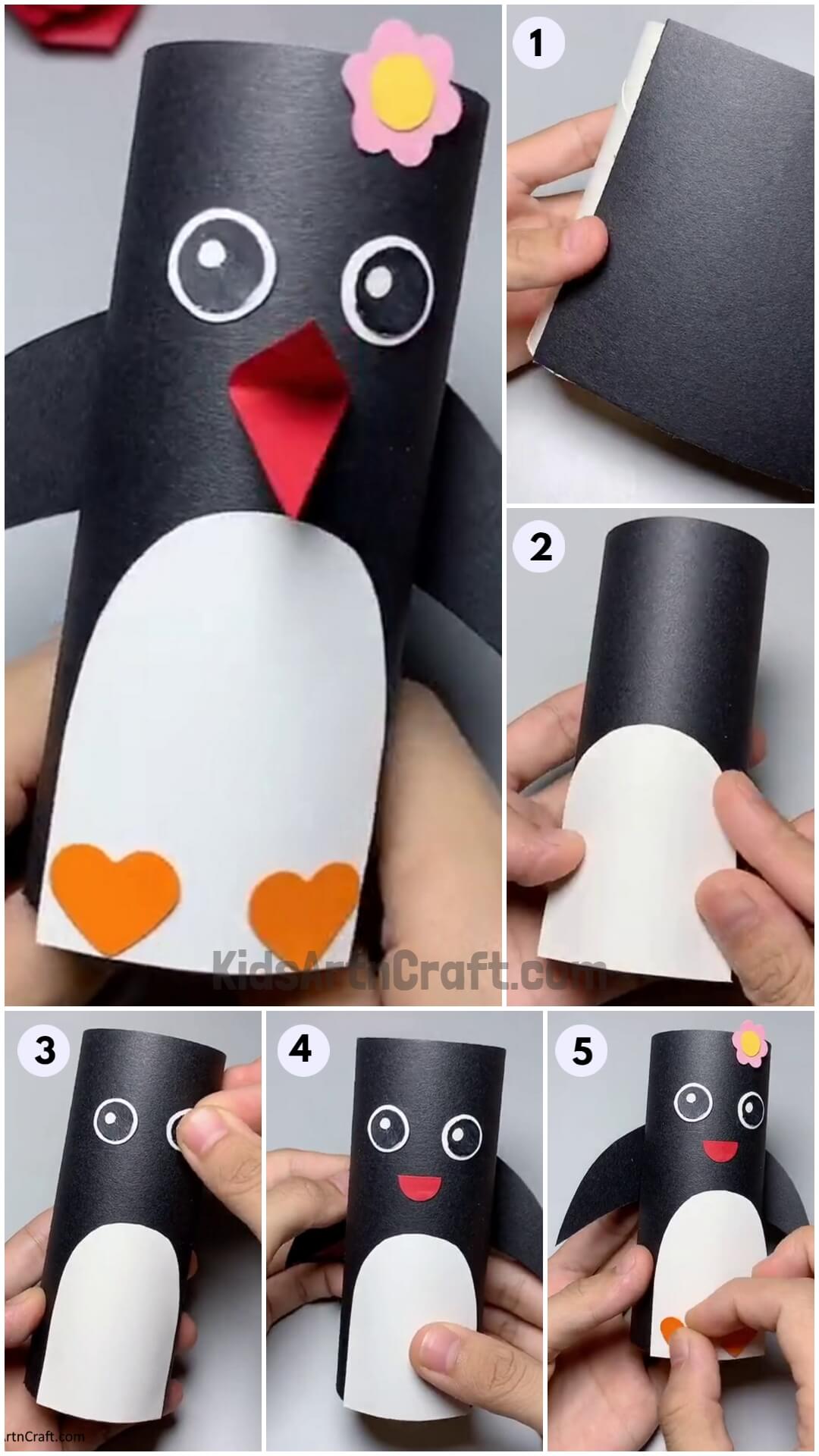 Easy Cardboard Tube Penguin Craft for Preschoolers