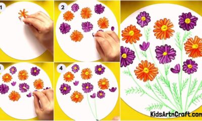 Pretty Cotton Earbud Flower Painting Art Idea For Kids