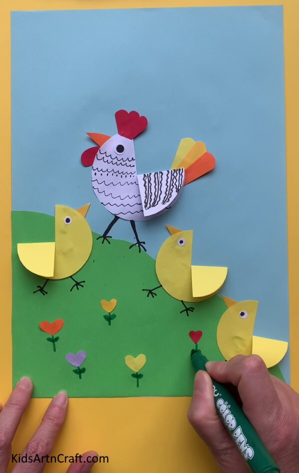Making Stems And Leaves An elementary chicken-based art and craft experience for children 