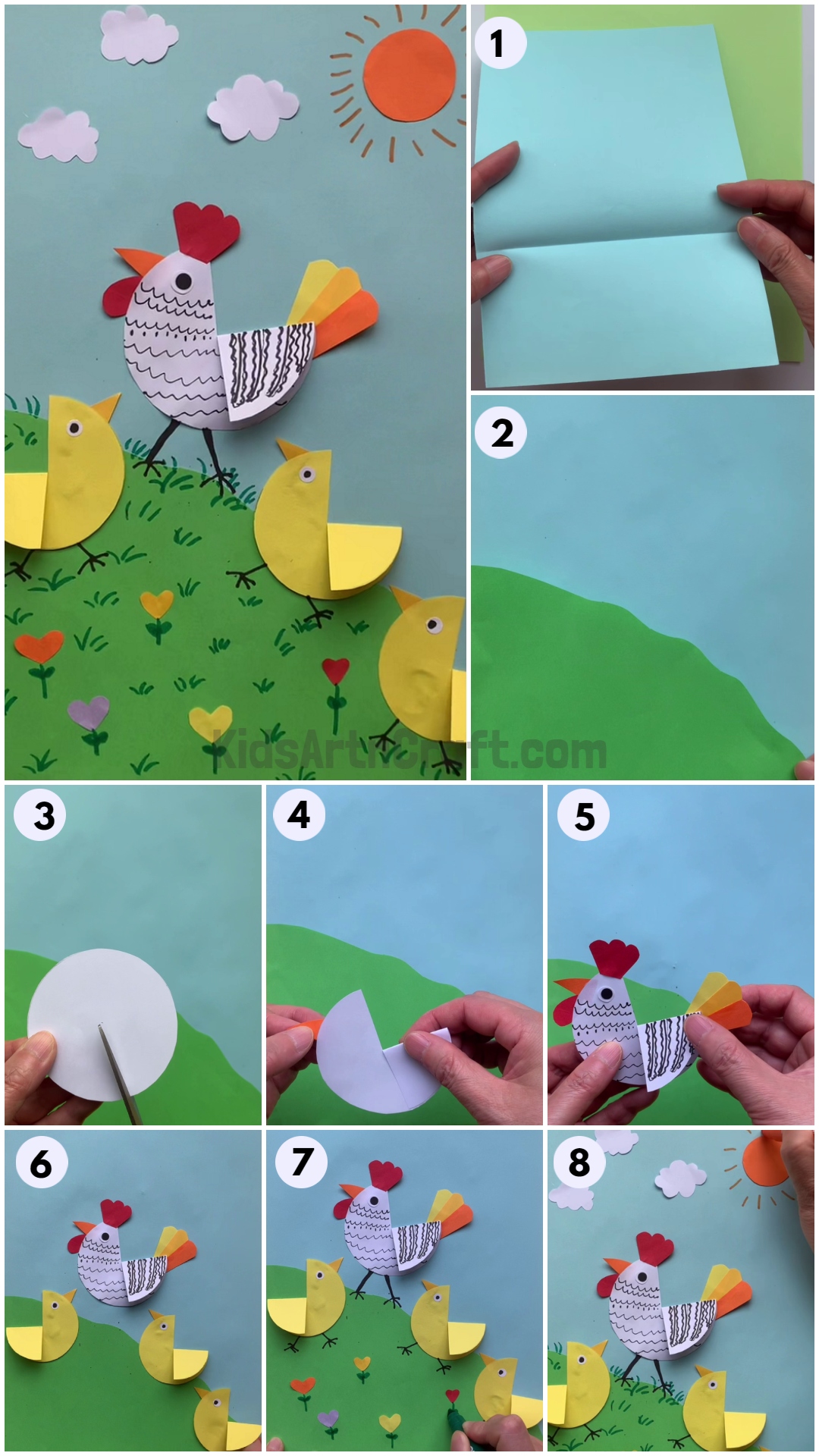 Easy chicken family Decor craft for kids