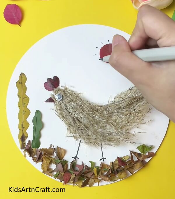 Drawing Sun Rays- A Straightforward Approach to Crafting a Chicken with the Help of Kids 