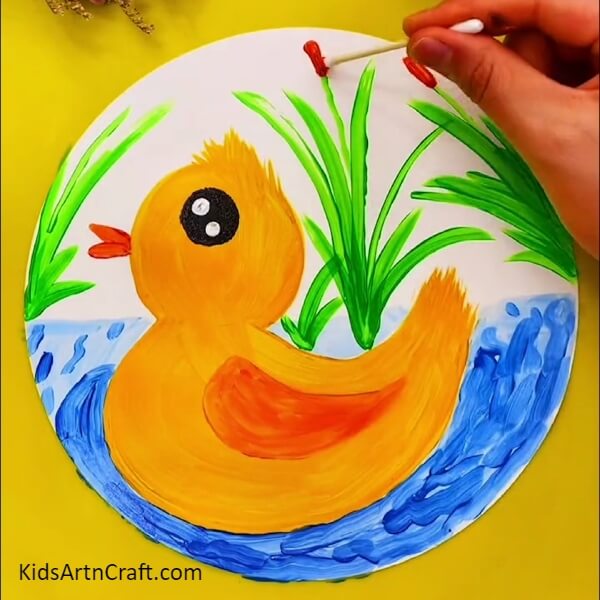 Making The Red Flowers-An Easy-to-follow Tutorial For Kids on Painting Ducks